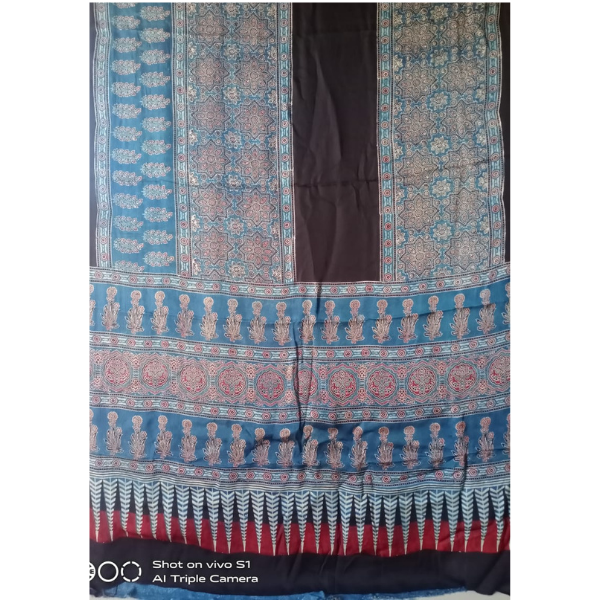 Ajrakh Block print Saree 